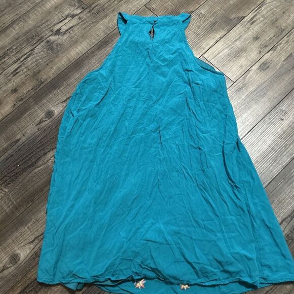 Savanna Jane Boho Dress Teal Embroidered Sleeveless Dress Size M - Picture 2 of 8